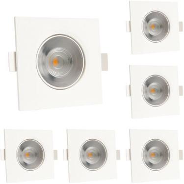 Imagem de Kit 6 Spot Led Quadrado Direcionável 5W 4000K Bivolt Neutro - Design S