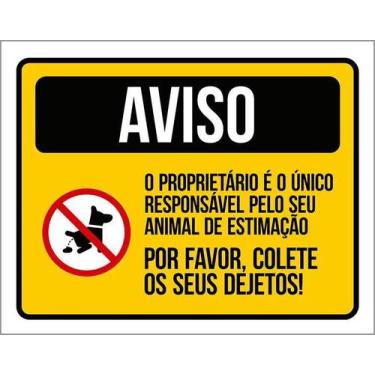 Imagem de Placa Condomínio Atenção Dejetos Animais Estimação 36X46 - Sinalizo