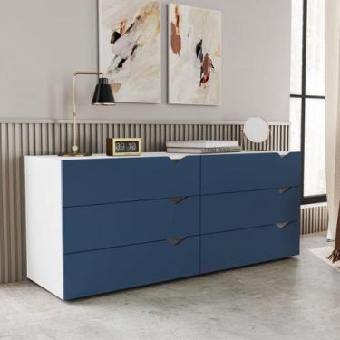 Imagem de Cômoda 6 Gavetas Branca e Azul Porto Politorno