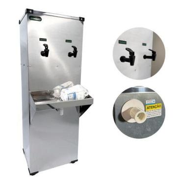 Imagem de Bebedouro De Coluna Inox 25l Ecoblu 220v 2 Torneiras Geladas