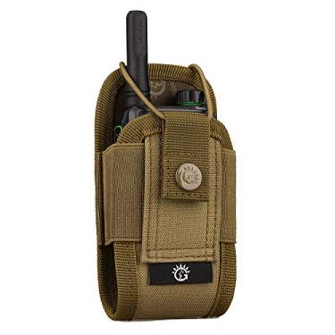 Imagem de SINAIRSOFT Coldre de rádio de nylon, capa de rádio universal, leve, bolsa de armazenamento de interfone militar para acessórios de coldre Walkie Talkies do sistema Molle (marrom coiote)