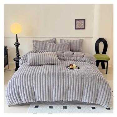 Imagem de Jogo de cama macio e quente de inverno, jogo de cama de solteiro, capa de edredom com fronha, roupa de cama (cama cinza de 2 m)