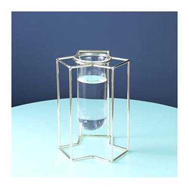 Imagem de U5GAAALPPQ9 Vaso decorativo, estilo nórdico, luz doméstica, ornamentos de luxo, vaso de vidro hidropônico, arte de ferro, flores secas, mesa de jantar, decoração macia, vaso de flores (cor: B2) (A1)