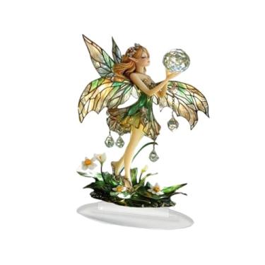 Imagem de IEUDNS Placa decorativa de mesa plana em acrílico 2D com fada, enfeite de mesa, estatueta de fada para estante de livros ou casa.