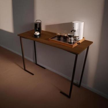 Imagem de Aparador Industrial Mesa Buffet Balcão MDF Pé Preto 90X35 Tomar Café H