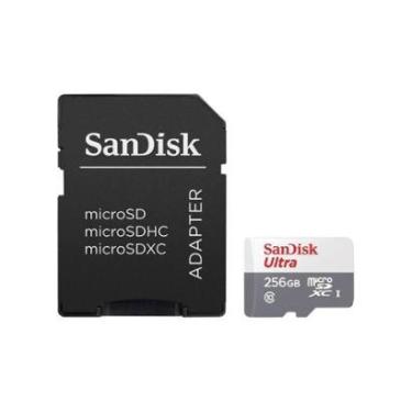 Imagem de Cartão de Memória SanDisk Micro SD Ultra, 256GB Classe 10, 100MB/s, com Adaptador-SDSQUNR-256G-GN6TA-Unissex