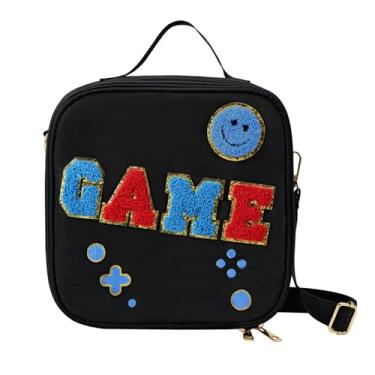 Imagem de HAWEEK Lancheira com alça de ombro ajustável, lancheira isolada infantil para creche e escola, forro resistente à água (GAME-Preto)