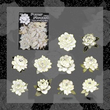 Imagem de Adesivos Washi em relevo 3D florais brancos à prova d'água para agenda de álbuns de recortes e decoração de artesanato DIY