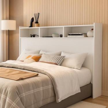 Imagem de Cabeceira Box Cama Casal 1,40 Melissa Com Prateleira e Nicho para Quar