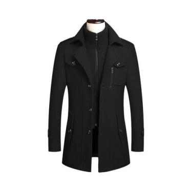 Imagem de Casaco De Lã Masculino Com Gola Dupla, Estilo Elegante Para Outono E I