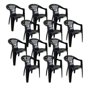 Imagem de Kit 12 Cadeiras de Plástico com Braço Duo Bella Duoplastic Empilháveis