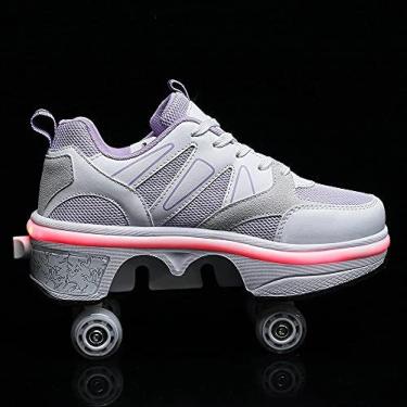 Imagem de Patins Undr Femininos,patins Quad Kids,sapatos Com Rodas Para Meninas,sapatos Unissex Com Roda,sapatos De Rolo Adultos,tênis Técnico De Skate Esportivo Ao Ar Livre, Purple, 40