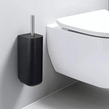 Imagem de Escova Sanitária Cerda de Lavar Banheiro com Suporte Adesivo 3M Preto 