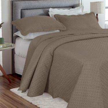 Imagem de Kit Cobre-Leito Colcha Casal 3pçs 2,20m x 2,40m Dupla Face Cor:Marrom 