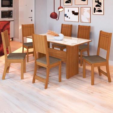 Imagem de Conjunto Mesa De Jantar 150cm Com 6 Cadeiras Multimóveis CR50207 Cacau Freijó-off White-cacau