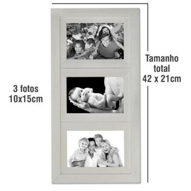 Imagem de Painel de 3 fotos Porta Retrato Clássico Quadro Decorativo Multifotos 