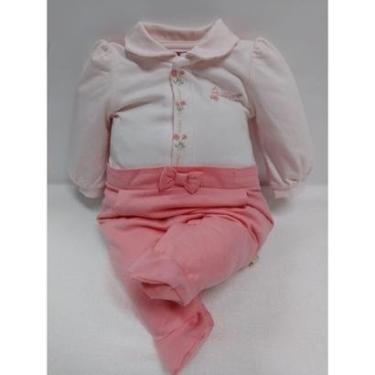 Imagem de Macacão Longo Luxo Bebê Menina Malha Bordado Paraiso 15358-Feminino