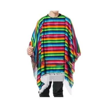 Imagem de Poncho Étnico Colorido Retro Mexicano Para Homens, Mulheres, Crianças 