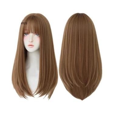 Imagem de Peruca Sintética Preta De Crochê Para Meninas, Cabelo Liso Longo Com F