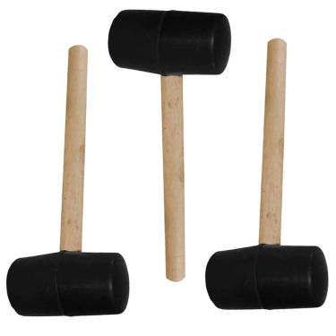 Imagem de Martelo Borracha Marreta Kit 3 Uni Cabo Madeira Piso Azulejo Ceramica Porcelanato Parede Chao Manutencao Obra