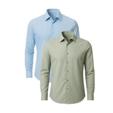 Imagem de Kit 2 Camisas Social Masculina Manga Longa Crocker-Masculino