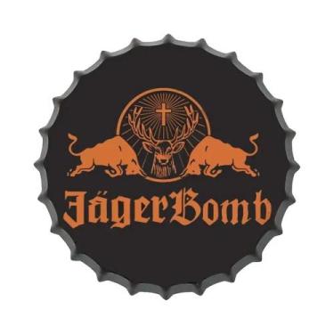 Imagem de Placa Redonda De Metal Vintage Com Tampa De Garrafa De Vinho Ou Cervej