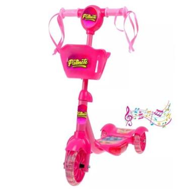 Imagem de Patinete Infantil Luz de Led e Música de 3 Rodas Azul e Rosa  - Kiddy,