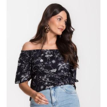 Imagem de Blusa Feminina Ciganinha Infinita Cor Preto, G, Preto