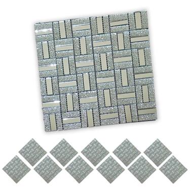 Imagem de Pastilha De Vidro Kit 11 Uni Adesiva Parede Sala Cozinha Banheiro Decorativa Facil Aplicacao Moderna Requintado Reforma