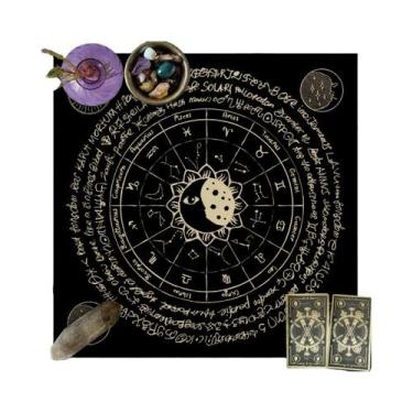 Imagem de Toalha De Mesa De Tarô Com Runas Das Fases Da Lua E Céu Estrelado, Toa