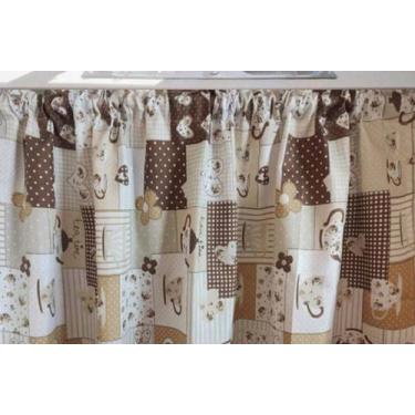 Imagem de Cortina para Pia Cozinha Oxford Estampada 140x80cm Lavável e Não Preci