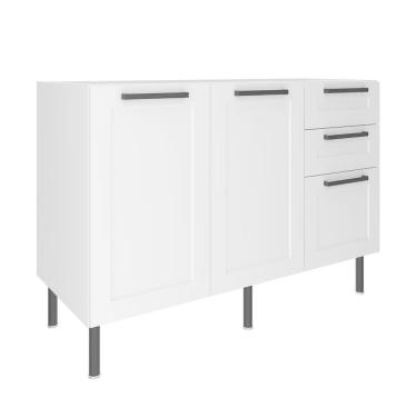 Imagem de Balcão Cozinha 120cm para Pia com 2 Portas Zaya Branco T01  - Mpozenato