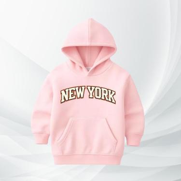 Imagem de Moletom Infantil New York com Capuz Moleton Flanelado Blusa de Frio Quentinha Confortável Criança-Unissex