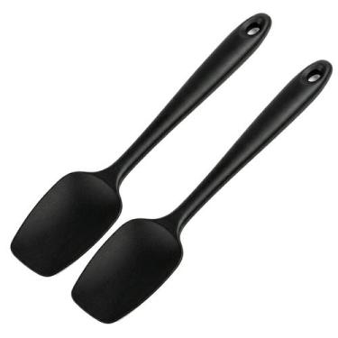 Imagem de Kit 2 Espátulas Silicone Profissional Confeiteiro Preta 28cm - Unyhome
