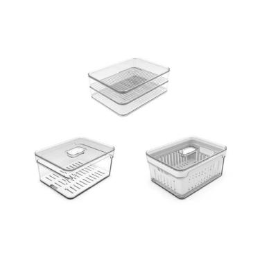 Imagem de Kit de organizadores de geladeira Ou 3 peças 2,2L Linha Clear Fresh