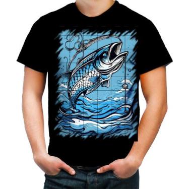 Imagem de Camiseta Colorida Pesca Esportiva Peixes Azul Paz 1 - Kasubeck Store®,