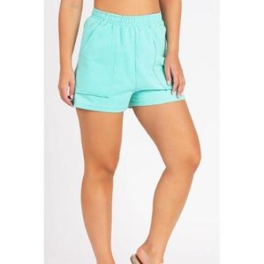 Imagem de Short Moletom Bolso a Fio Verde Piscina-Feminino