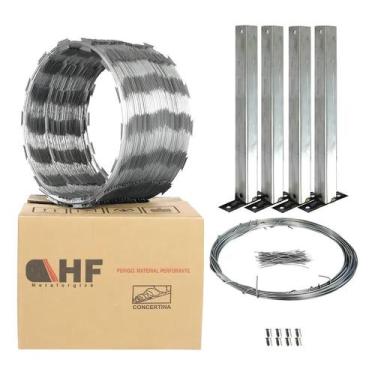 Imagem de HF Metalúrgica Cerca Concertina 45 Cm + Kit Instalação 10 Me - Congrat
