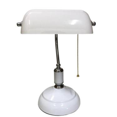Imagem de Abajur Banker Branco Clássico Retro Luminária De Mesa Luxo - Importacã