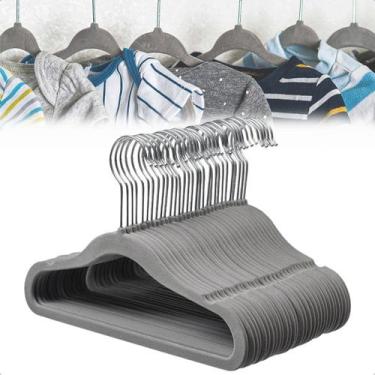 Imagem de Kit 10 Cabides Veludo Infantil Slim Antideslizante Ultra Fino - Shopca