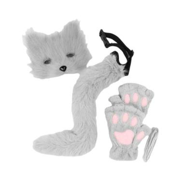 Imagem de Conjunto De Máscara E Cauda De Gato Peludo Para Festa De Halloween, Fa