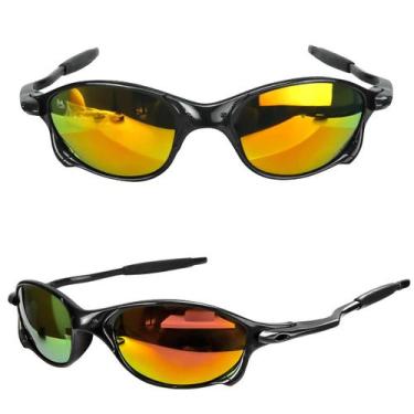Imagem de oculos sol laranja lupa masculino proteção uv praia preto estiloso cas