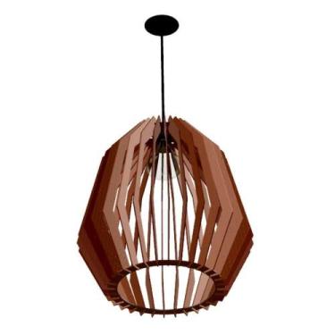 Imagem de Luminária Teto Tipo Pendente Amazonas Mdf Completa - Cor:marrom - LENO