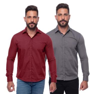 Imagem de Kit Camisa Social Masculina Manga Longa Slim 2 Peças - Teodoro Camisar