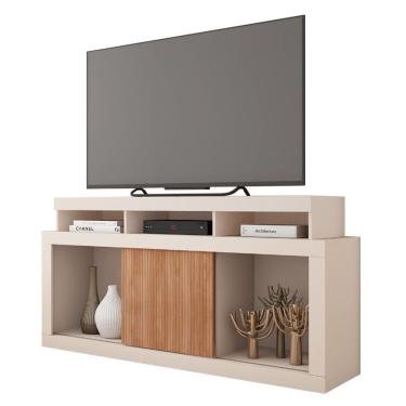 Imagem de Bancada Rack Para Tv 55 Polegadas Frost Marrom Caemmun Off White/freijo