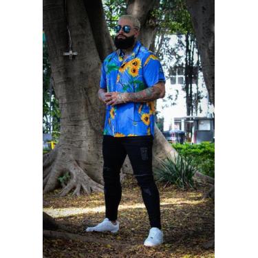 Imagem de Camisa Viscose Flor Pierry Lohan - CS07, P, Azul