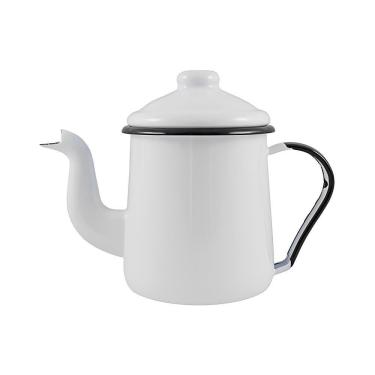 Imagem de Cafeteira Tradicional Esmaltada 1,1L para Servir e Decorar Aço Especial Esmalte Vítreo Branco Ewel