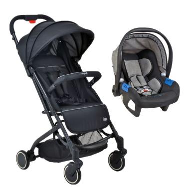 Imagem de Carrinho de Bebê com Bebê Conforto Travel System Zap Touring X para Recém-Nascidos Dobrável Preto Cinza Burigotto