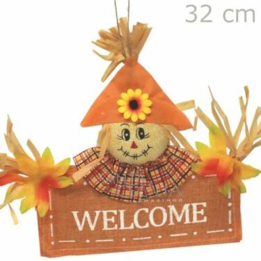 Imagem de Espantalho Enfeite de Porta Welcome 32 x 28cm Ref.SH23002 - WDF COMERC