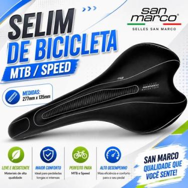 Imagem de Selim de Bicicleta Bike - Mtb Speed 277x135mm Preto - San Marco, Preto